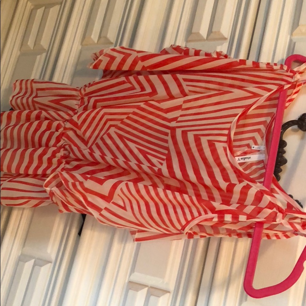 Red top with cinch waist